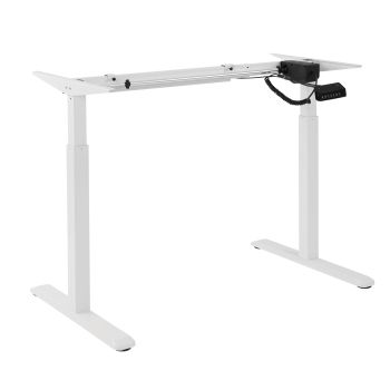 BRATECK 2-Stage Single Motor Electric Sit-Stand Desk Frame with button Control Panel-White Colour (FRAME ONLY); Requires TP18075 for the Board