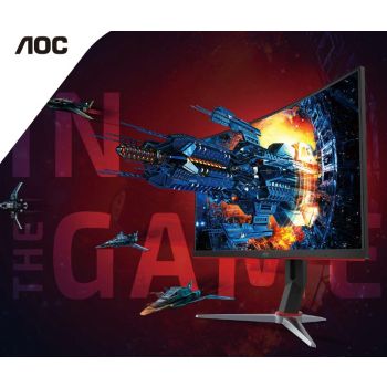 AOC 27' Curved VA QHD 1500R, Free-Sync Premium, 1ms, 144Hz, HDR Mode DP, HDMI, VGA, HAS, Flicker Free, Low Blue Mode, VESA 100x100 Gaming Monitor