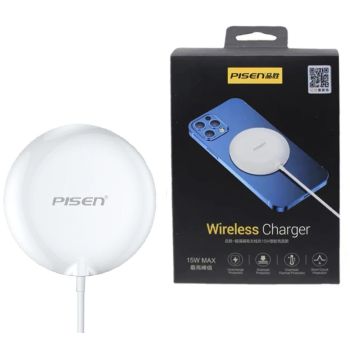 PISEN 15W MagSafe Fast Wireless Charger - (6902957066976), Ultra-thin, Light and Portable, USB-C interface, Support PD Protocol, Safe and Durable