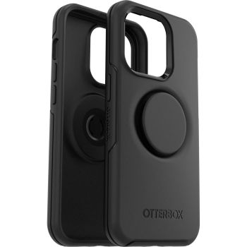 OTTERBOX Apple iPhone 14 Pro Otter + Pop Symmetry Series Antimicrobial Case - Black (77-88754), Durable Protection, Swappable PopTop