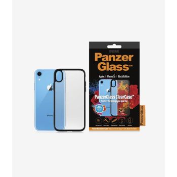 PANZER GLASS ClearCase Apple iPhone XR - Black Edition (0220), Slim fashionable design, Tempered anti-aging glass back, Protect from Scratches