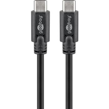 GOOBAY USB-C 3.2 Gen 1 USB C 1M Cable Male to Male Black - 5V Voltage, 3A, Nickel Material, Round Cable, Copper Inner Conductor Material