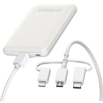 OTTERBOX 5K mAh 3-In-1 Power Bank - Mobile Charging Kit - White