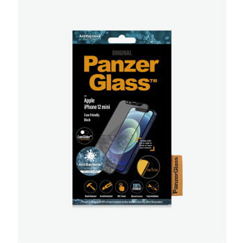 PANZER GLASS Apple iPhone 12 Mini - Black (2713) - CamSlider - Screen Protector - Antibacterial glass, Protects the entire screen, Shock absorbing