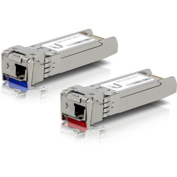 UBIQUITI UFiber SFP+ Single-Mode Module 10G BiDi 2-pack - Same 10Gbps speed, Less Cable Required (Single Strand and LC Connector)