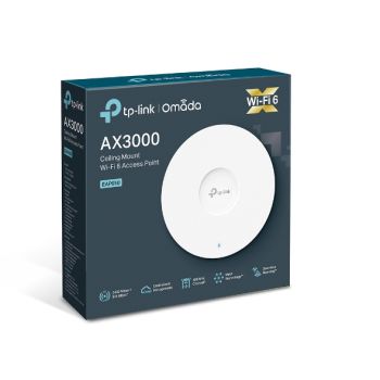 TP-LINK EAP650 AX3000 Ceiling Mount WiFi 6 Access Point, 574 Mbps 2.4 GHz/2402 Mbps 5 GHz, Gigabit Ethernet (RJ-45) Port, OMADA Cloud Managemen, Mesh