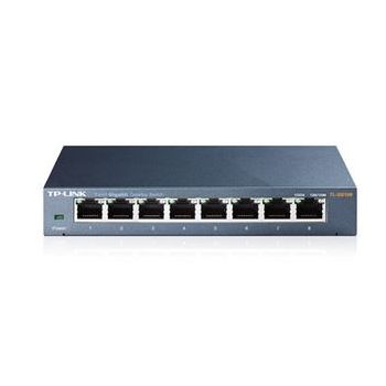 TP-Link TL-SG108 8-Port Gigabit Desktop Switch Steel Case Fanless 11.9Mpps Support 802.1p/DSCP QoS1 and IGMP Snooping Plug & Play