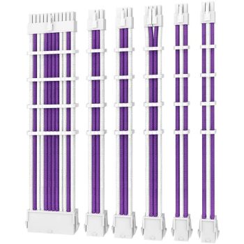 ANTEC PSU - Sleeved Extension Cable Kit V2 - Purple / White. 24PIN ATX, 4+4 EPS, 8PIN PCI-E, 6PIN PCI-E, Compatible with Standard PSU