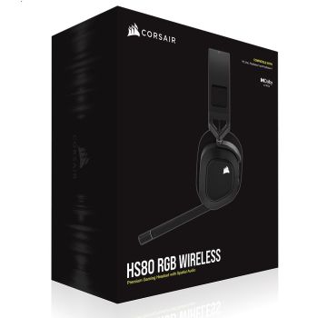 CORSAIR HS80 RGB Wireless Carbon- Dolby Atoms, Hyper Fast Slipstream Wireless - Gaming Headset Headphones