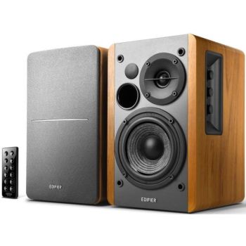 EDIFIER R1280DB - 2.0 Lifestyle Bookshelf Bluetooth Studio Speakers Brown - 3.5mm AUX/RCA/BT/Optical/Coaxial Connection/Wireless Remote