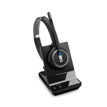 EPOS | Sennheiser Impact SDW 5014 DECT Wireless Office Monoaural Headset w/ base station, for PC & Mobile, Included BTD 800 Dongle, 3-in-1 headset