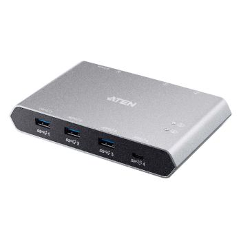 Aten Sharing Switch Gen2 2x4 USB-C, 2x PC, 4x USB 3.2 Gen2 Ports (1x USB-C), Power Passthrough, OSX & Windows Compatible, Plug and Play