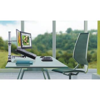 Atdec Black AF-AT-P with notebook tray -  525mm long pole with 422mm articulated arm. Max load: 8kg, VESA 100x100 - VISIDEC Focus Notebook Kit