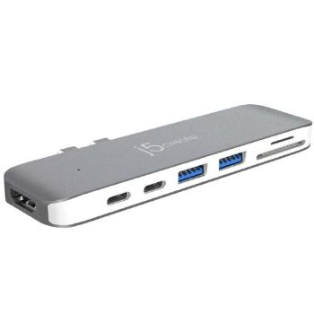 J5create JCD382 ULTRADRIVE Thunderbolt 3 hub for Macbook Pro 2020 13";/15" 2x USB-C to 1x Thunderbolt 3, 1xUSB-C, HDMI, 2xUSB-A, micro SD card reader