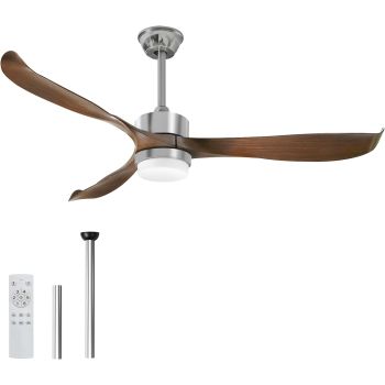 Modern Ceiling Fan with Lights, Remote, Brown