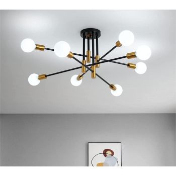 Modern Black Gold Ceiling Light 8 Lights