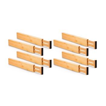 8 Pack Bamboo Adjustable Kitchen Drawer Dividers (Large, 44-55 cm)