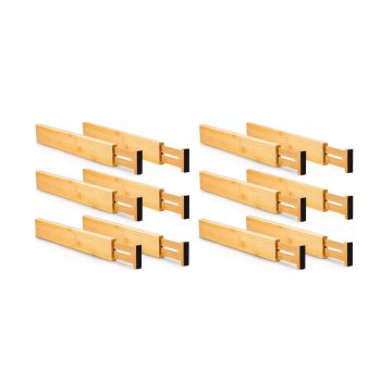 12 Pack Bamboo Adjustable Kitchen Drawer Dividers (Large, 44-55 cm)