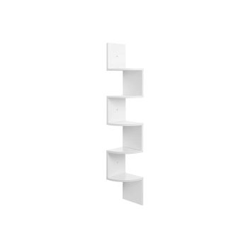 Corner Shelf 5-Tier Zigzag Wall Mount, White 