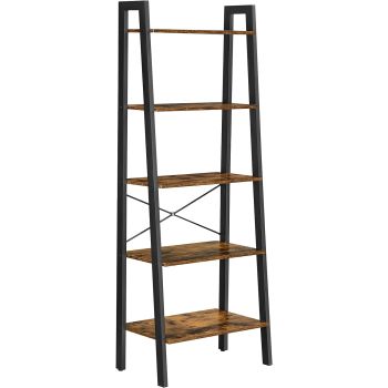 5-Tier Industrial Bookcase, Rustic Brown