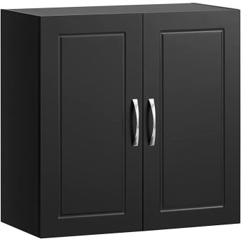 Wall Storage Cabinet Double Doors, Black