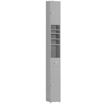 Tall Bathroom Storage Cupboard Shelves, Grey