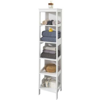 5 Tier Bathroom Shelf Cabinet, White