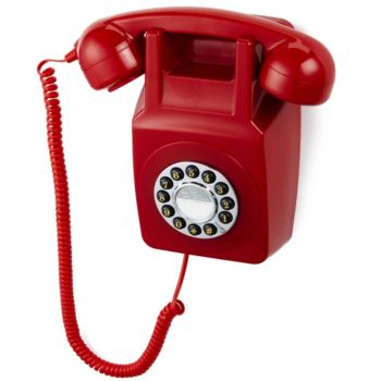 GPO 746 Retro Wall Mount Rotary Push Button Home Phone Landline Classic Red