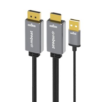 mbeat Tough Link 1.8m HDMI to DisplayPort Cable with USB Power