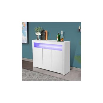 LED High Gloss White Buffet Kitchen Cabinet Sideboard Cupboard White