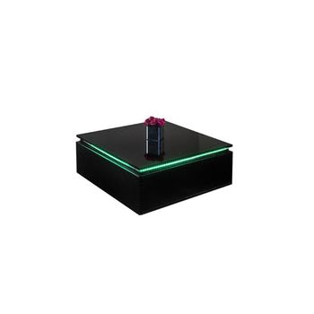 LED Lights High Gloss Coffee Table with Storage - Black