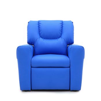 Blue Kids push back recliner chair with cup holder