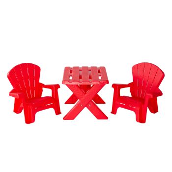 Kids Durable Table and Two Child-sized Chairs Set - Red