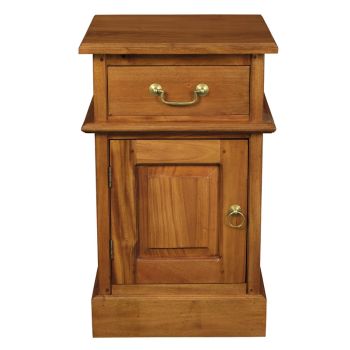 Tasmania 1 Solid Door 1 Drawer Bedside (Light Pecan)