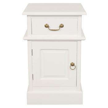 Tasmania 1 Solid Door 1 Drawer Bedside (White)