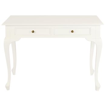 Queen Anne 2 Drawer Desk (White)