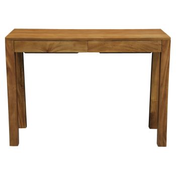 Amsterdam Solid Mahogany Timber 2 Drawer Desk (Light Pecan)