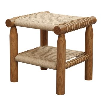 Kelly Handwoven Rattan Lamp Table (Almond)