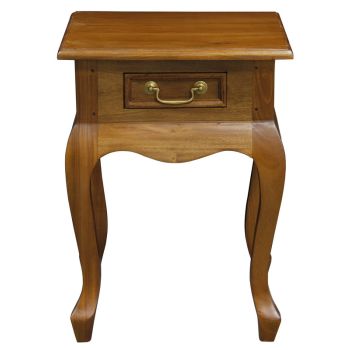 Queen Anne 1 Drawer Lamp Table (Light Pecan)