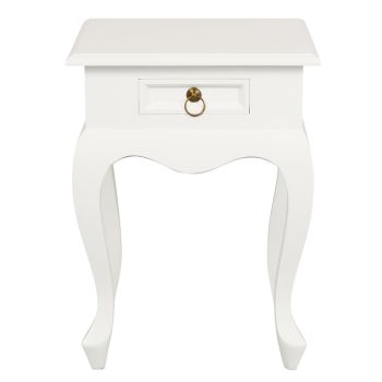 Queen Anne 1 Drawer Lamp Table (White)