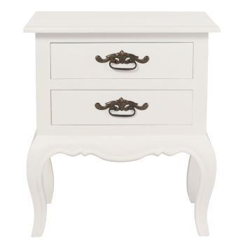 French Provincial 2 Drawer Side Table (White)