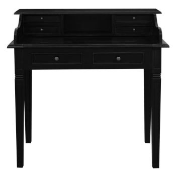 Winston 6 Drawer Solid Timber Writing Desk (Black)