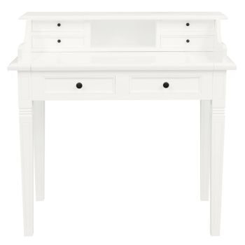 Winston 6 Drawer Solid Timber Writing Desk (White)