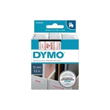 Dymo Red on Wht 12mmx7m Tape - for use in Dymo Printer