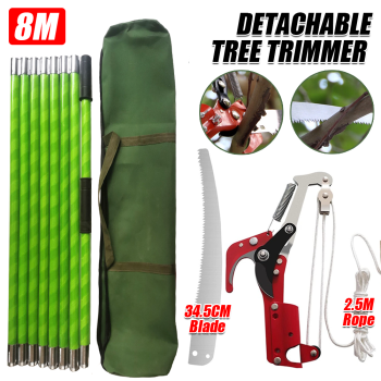 8M Detachable Pole Pruning Saw Tree Trimmer Saw Shearing Portable Storage Bag