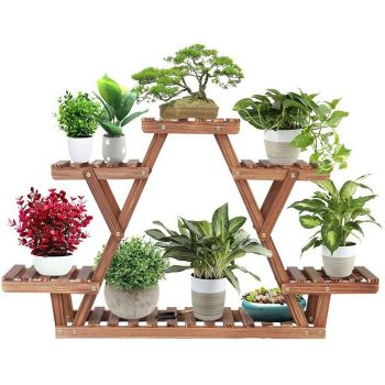 6 Tier Plant Stands Star Flower Shelf Outdoor Indoor Wooden Planter Corner Pots