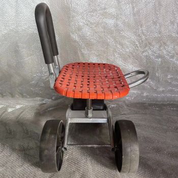 Folding Gardening Stool Seat W/ 3 Wheels Height Adjustable Portable Kneeling Pad