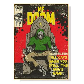 Wall Art 70cmx100cm MF DOOM Music Gold Frame Canvas