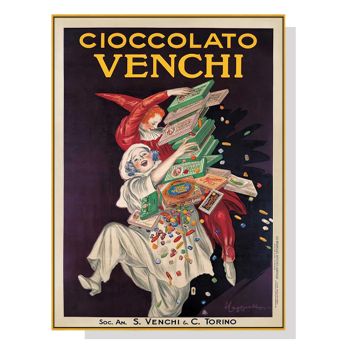 Wall Art 80cmx120cm Cioccolato Venchi Vintage Gold Frame Canvas