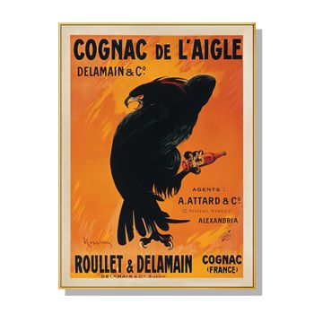 Wall Art 40cmx60cm Cognac de lâ€™Aigle Gold Frame Canvas